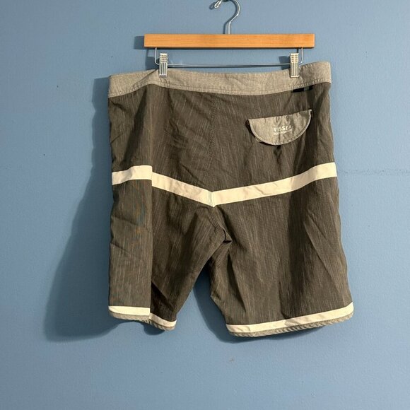 VISSLA Board Shorts Swim Trunks Stripe Unlined Drawstring Logo Gray White Men 38 - Picture 5 of 7